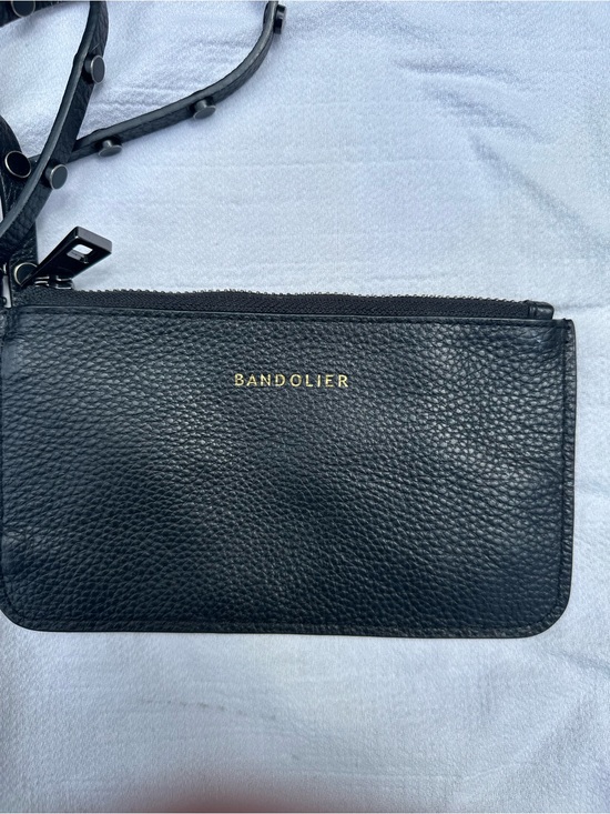 Bandolier Handbags - Bandolier Black Leather office pouch with Gold Logo cool
Metal studded strap